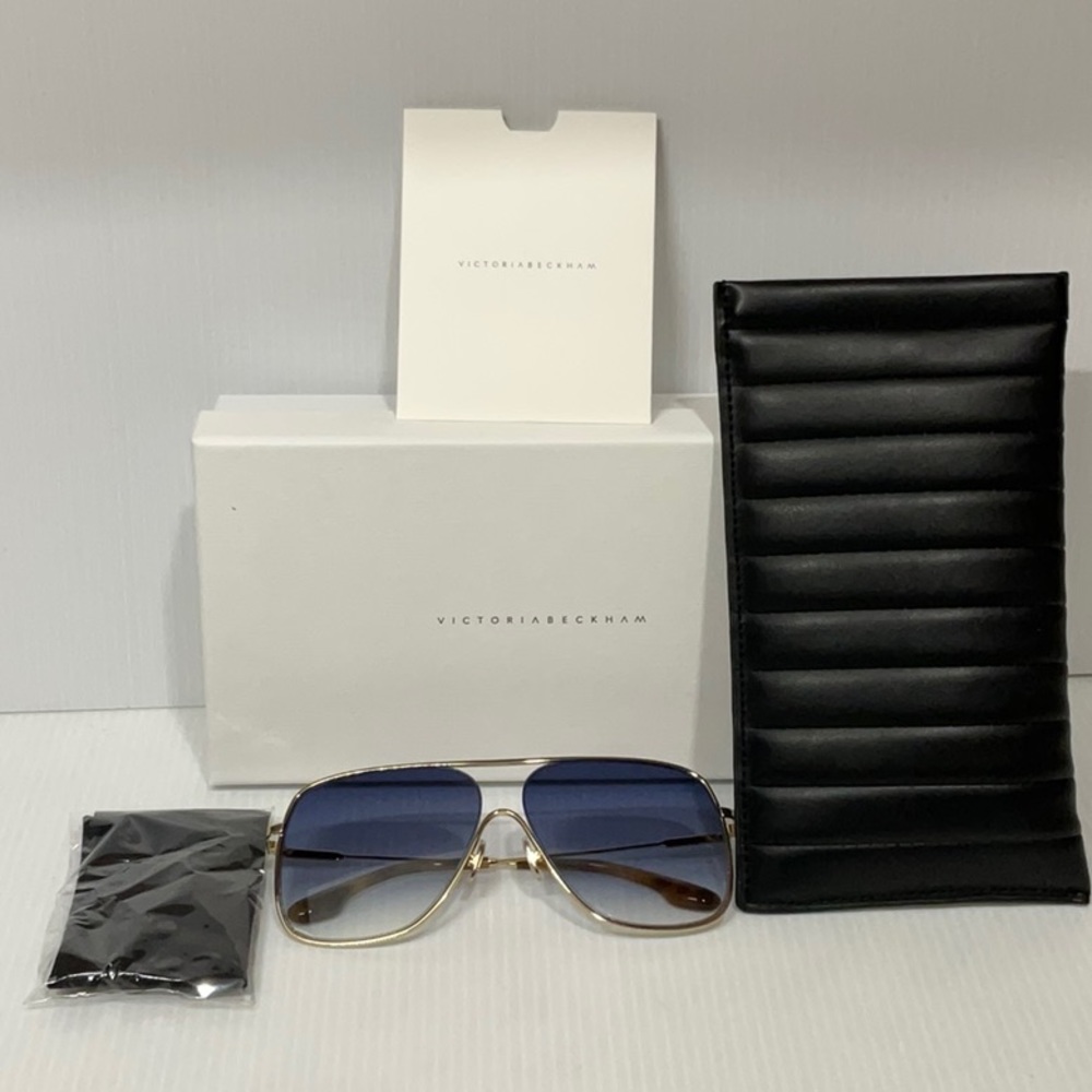 Victoria Beckham woman’s sunglasses VB132S 706 gold frame blue lenses